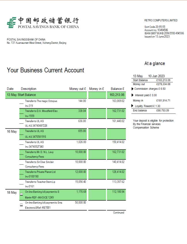 Modèle Word et PDF de relevé de compte ferme de la Banque d'épargne postale